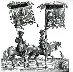 Two Knights, from the Triumphal Procession of the Emperor Maximilian I, c.1517